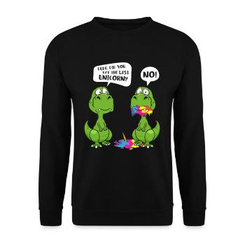 Dude Did You Eat The Last Unicorn - Unisex Pullover - Schwarz - Vorne - Alina (178cm) & Michal (187cm)