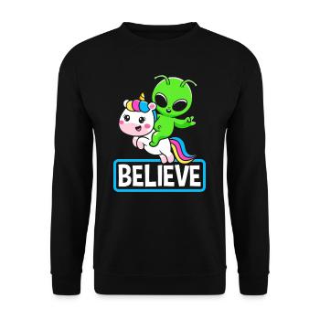 Alien Unicorn Gift Science Fiction - Unisex Sweatshirt - black - Front - Alina (178cm) & Michal (187cm)