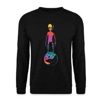 Colorful Alien Planet Gift - Unisex Sweatshirt - black - Front - Alina (178cm) & Michal (187cm)