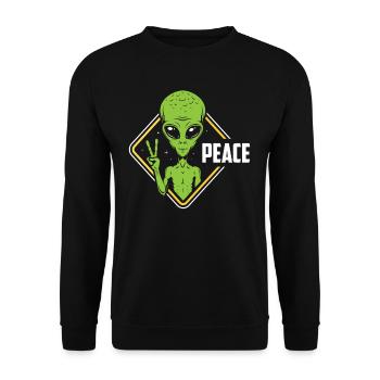 Alien Friede Außerirdisches Leben Geschenk - Unisex Pullover - Schwarz - Vorne - Alina (178cm) & Michal (187cm)