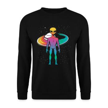 Alien Outer Space Gift - Unisex Sweatshirt - black - Front - Alina (178cm) & Michal (187cm)