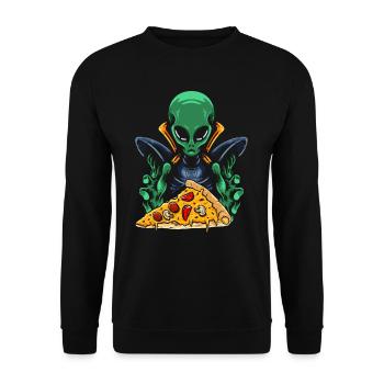 Alien Pizza - Unisex Sweatshirt - black - Front - Alina (178cm) & Michal (187cm)