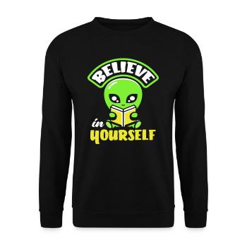 Alien Humans Not Real Alien Gift - Unisex Sweatshirt - black - Front - Alina (178cm) & Michal (187cm)