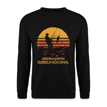 Casting, waiting, cranking again, anglers, fishermen - Unisex Sweatshirt - black - Front - Alina (178cm) & Michal (187cm)