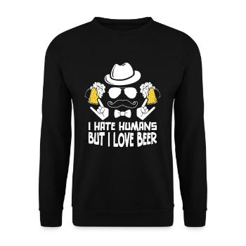 I Hate Humans But I Love Beer - Unisex Pullover - Schwarz - Vorne - Alina (178cm) & Michal (187cm)
