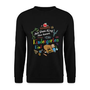 Aus Der Weg Hier Kommt Ein Kindergartenkind - Unisex Pullover - Schwarz - Vorne - Alina (178cm) & Michal (187cm)