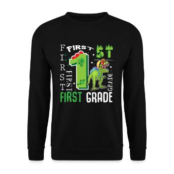 1st class Dino T-Rex - Unisex Sweatshirt - black - Front - Alina (178cm) & Michal (187cm)