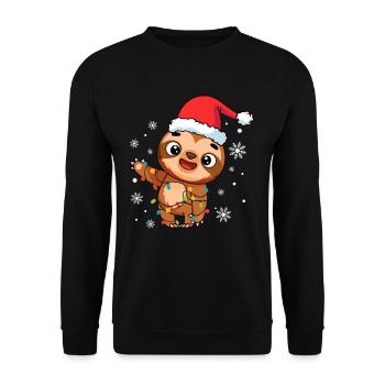 Faultier Weihnachten - Unisex Pullover - Schwarz - Vorne - Alina (178cm) & Michal (187cm)