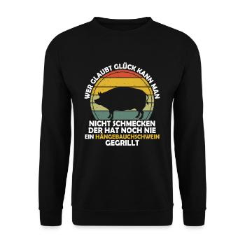 You can't taste happiness pot-bellied pig - Unisex Sweatshirt - black - Front - Alina (178cm) & Michal (187cm)