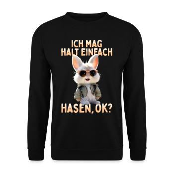 Hase Kaninchen Bunny Ich Mag Halt Einfach Hasen - Unisex Pullover - Schwarz - Vorne - Alina (178cm) & Michal (187cm)
