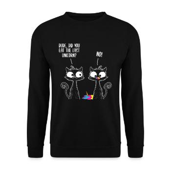 Dude Did You Eat The Last Unicorn - Unisex Pullover - Schwarz - Vorne - Alina (178cm) & Michal (187cm)