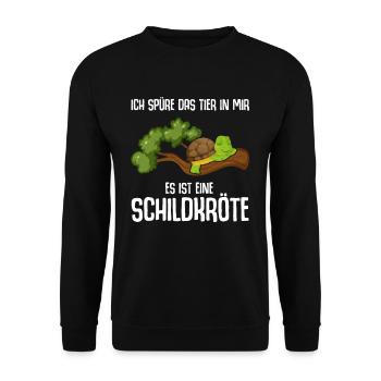 Ich Spüre Das Tier In Mir Es Ist Eine Schildkröte - Unisex Pullover - Schwarz - Vorne - Alina (178cm) & Michal (187cm)