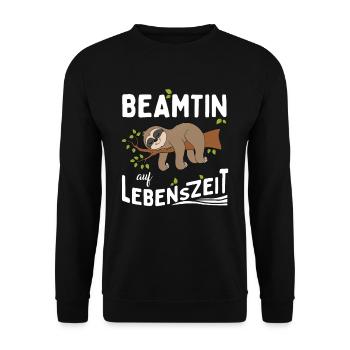 Beamtin auf Lebenszeit - Unisex Pullover - Schwarz - Vorne - Alina (178cm) & Michal (187cm)