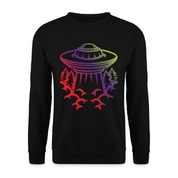 Retro Flying Saucer - Unisex Sweatshirt - black - Front - Alina (178cm) & Michal (187cm)