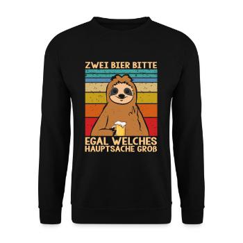 Zwei Bier bitte Hauptsache Groß - Unisex Pullover - Schwarz - Vorne - Alina (178cm) & Michal (187cm)