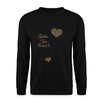 Liebe im Bauch - Unisex Pullover - Schwarz - Vorne - Alina (178cm) & Michal (187cm)