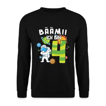 Bääm J’ai 4 ans Astronaute - Sweat-shirt Unisexe - noir - Devant - Alina (178cm) & Michal (187cm)