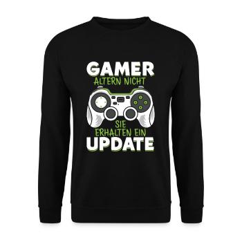 GAMER altern nicht sie erhalten ein UPDATE - Unisex Pullover - Schwarz - Vorne - Alina (178cm) & Michal (187cm)