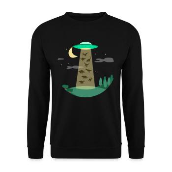 Flying Saucer Dinosaur - Unisex Sweatshirt - black - Front - Alina (178cm) & Michal (187cm)