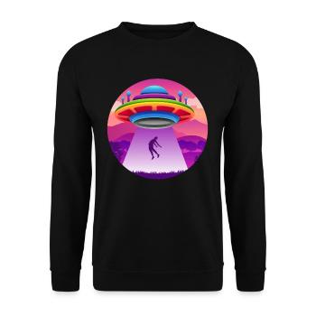 Colorful Flying Saucer Alien Abduction - Unisex Sweatshirt - black - Front - Alina (178cm) & Michal (187cm)