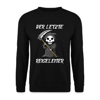 Der letzte Reiseleiter Sensenmann - Unisex Pullover - Schwarz - Vorne - Alina (178cm) & Michal (187cm)