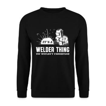 Welder Ding Funny Metalworker Saying - Unisex Sweatshirt - black - Front - Alina (178cm) & Michal (187cm)