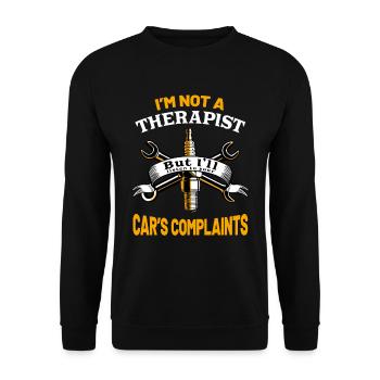 Autotherapeut Lustiger Automechaniker Spruch - Unisex Pullover - Schwarz - Vorne - Alina (178cm) & Michal (187cm)