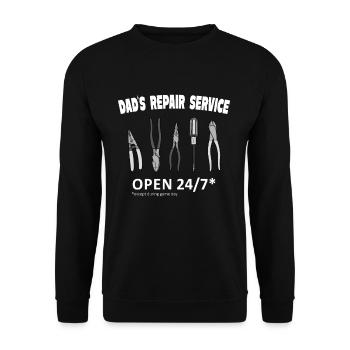 Dad's Repair Service for Practical Dads - Unisex Sweatshirt - black - Front - Alina (178cm) & Michal (187cm)