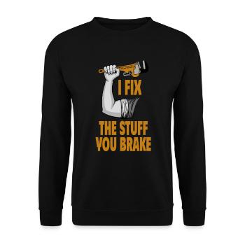 Ich Repariere Was Du Kaputt Machst Handwerker Fun - Unisex Pullover - Schwarz - Vorne - Alina (178cm) & Michal (187cm)