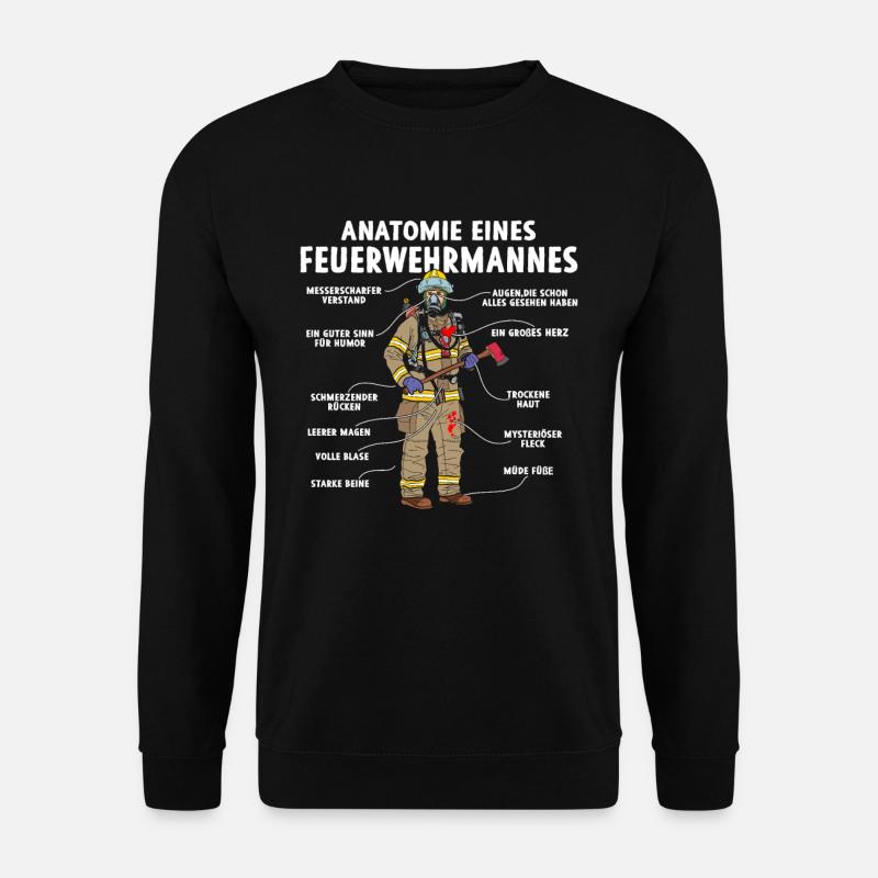 Anatomie eines Feuerwehrmannes - Unisex Pullover - Schwarz