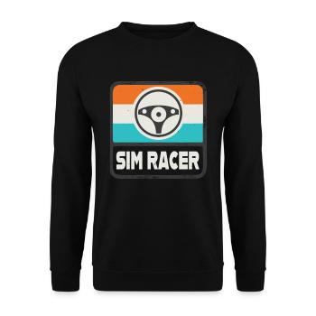 Sim Racer Retro Sim Racing Motorsport Gaming - Unisex Sweatshirt - black - Front - Alina (178cm) & Michal (187cm)