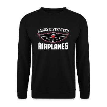 Flugzeuge Luftfahrtpilot Flugzeugliebhaber - Unisex Pullover - Schwarz - Vorne - Alina (178cm) & Michal (187cm)