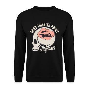 Airplane Enthusiast Airplanes Aviation Geek - Unisex Sweatshirt - black - Front - Alina (178cm) & Michal (187cm)