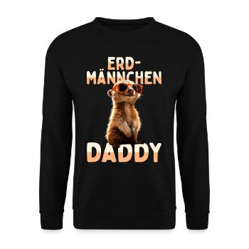 Erdmännchen Daddy Papa Dad Vatertag Vater Meerkat - Unisex Pullover - Schwarz - Vorne - Alina (178cm) & Michal (187cm)