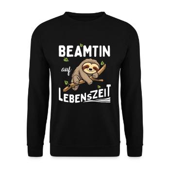 Beamtin auf Lebenszeit Beamter for Life - Unisex Pullover - Schwarz - Vorne - Alina (178cm) & Michal (187cm)