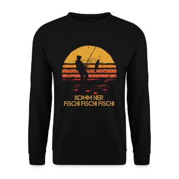 Viens ici, poisson, pêcheur, pêcheur - Sweat-shirt Unisexe - noir - Devant - Alina (178cm) & Michal (187cm)