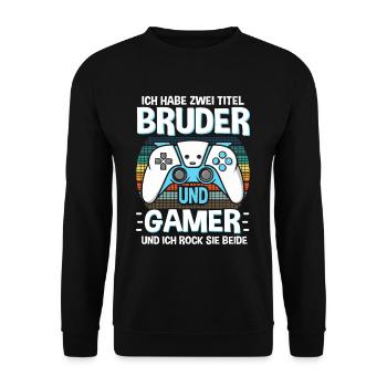 Bruder und Gamer Gaming Bruder - Unisex Pullover - Schwarz - Vorne - Alina (178cm) & Michal (187cm)