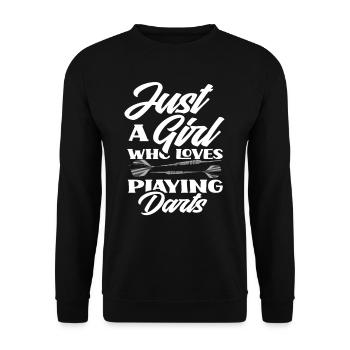 Dart Mädchen Frau Sportlerin - Unisex Pullover - Schwarz - Vorne - Alina (178cm) & Michal (187cm)