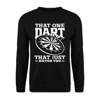 Lustiges Dart Dartscheibe - Unisex Pullover - Schwarz - Vorne - Alina (178cm) & Michal (187cm)