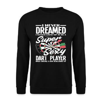 Stolzer Dartspieler - Unisex Pullover - Schwarz - Vorne - Alina (178cm) & Michal (187cm)