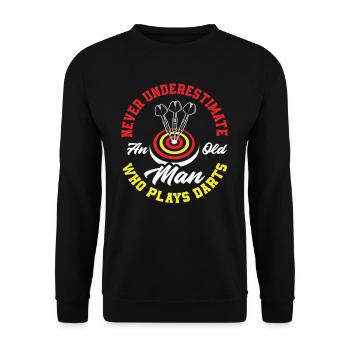 Dart Alter Mann Opa - Unisex Pullover - Schwarz - Vorne - Alina (178cm) & Michal (187cm)