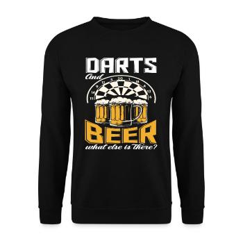 Dart Bier Hobby Geschenk - Unisex Pullover - Schwarz - Vorne - Alina (178cm) & Michal (187cm)