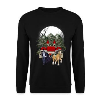 Fairy Tale Fantasy Medieval Knight Fortress Castle - Unisex Sweatshirt - black - Front - Alina (178cm) & Michal (187cm)
