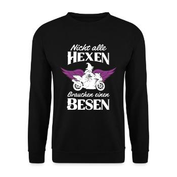 Moto Sorcières Balai Motard Motard Motard - Sweat-shirt Unisexe - noir - Devant - Alina (178cm) & Michal (187cm)