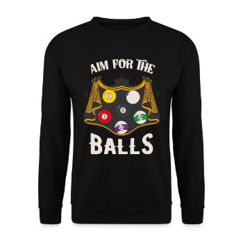 Lustiger Billard Poolspieler Snooker Spruch - Unisex Pullover - Schwarz - Vorne - Alina (178cm) & Michal (187cm)