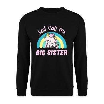 Grande soeur Mignonne Licorne Fille Poney - Sweat-shirt Unisexe - noir - Devant - Alina (178cm) & Michal (187cm)