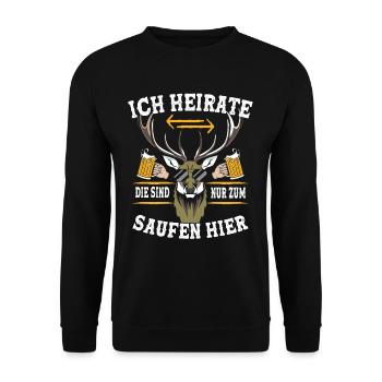 Je vais me marier, ils sont juste là pour boire, cerfs - Sweat-shirt Unisexe - noir - Devant - Alina (178cm) & Michal (187cm)