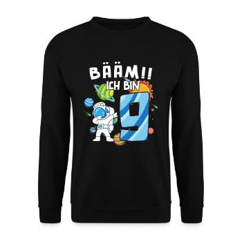 Bääm : J’ai 9 ans, astronaute - Sweat-shirt Unisexe - noir - Devant - Alina (178cm) & Michal (187cm)