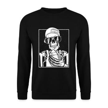 Skeleton American Football Halloween - Unisex Pullover - Schwarz - Vorne - Alina (178cm) & Michal (187cm)