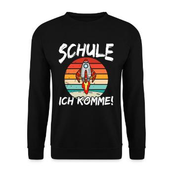 Ich Komme Schulkind Astronaut - Unisex Pullover - Schwarz - Vorne - Alina (178cm) & Michal (187cm)
